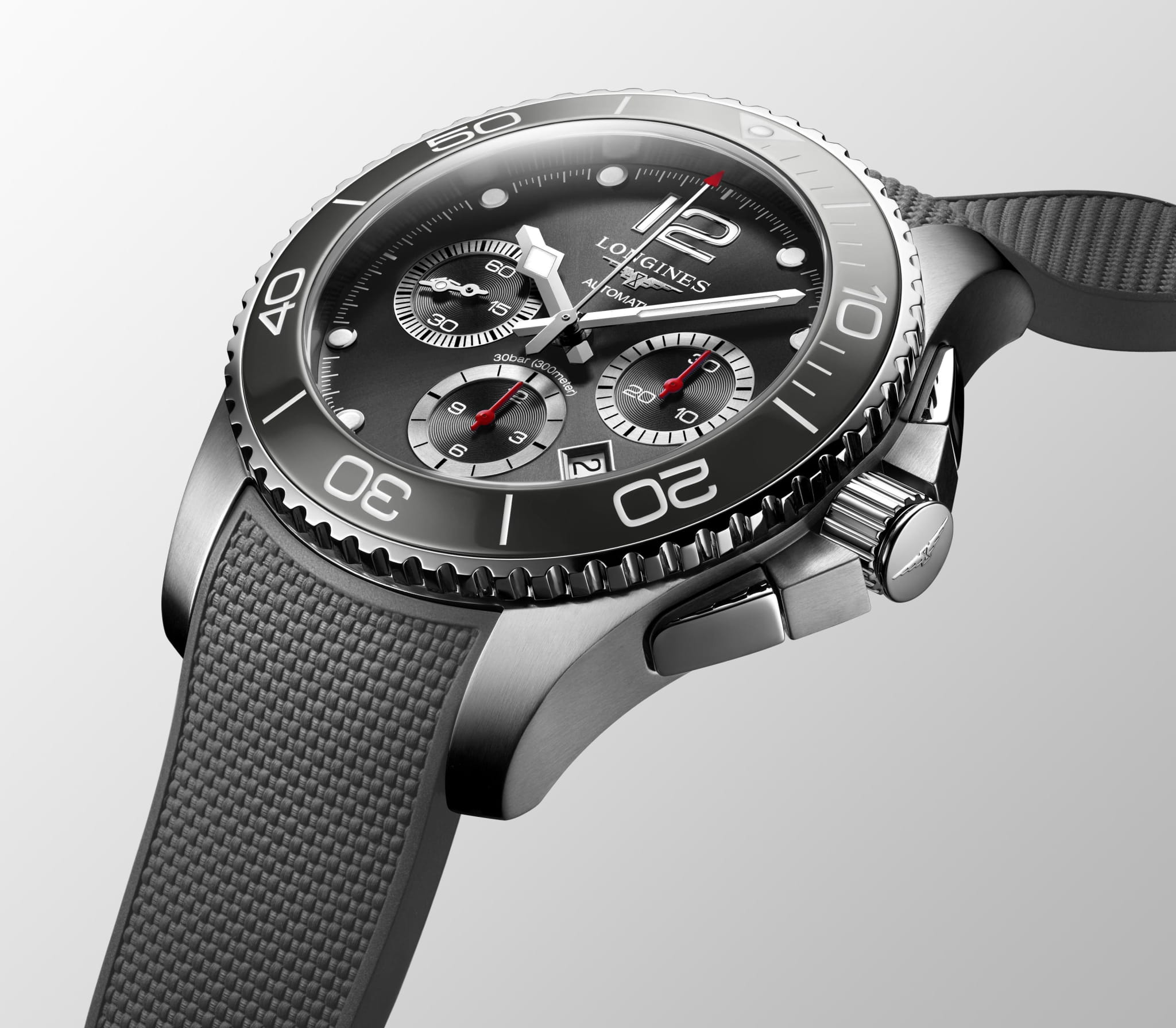 Longines Longines HydroConquest L3.883.4.76.9 мужские часы серый циферблат на запястье